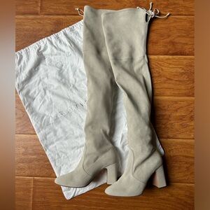 Stuart Weitzman Women's Beige Light Grey Over-the-Knee Boots Suede Sz 6.5